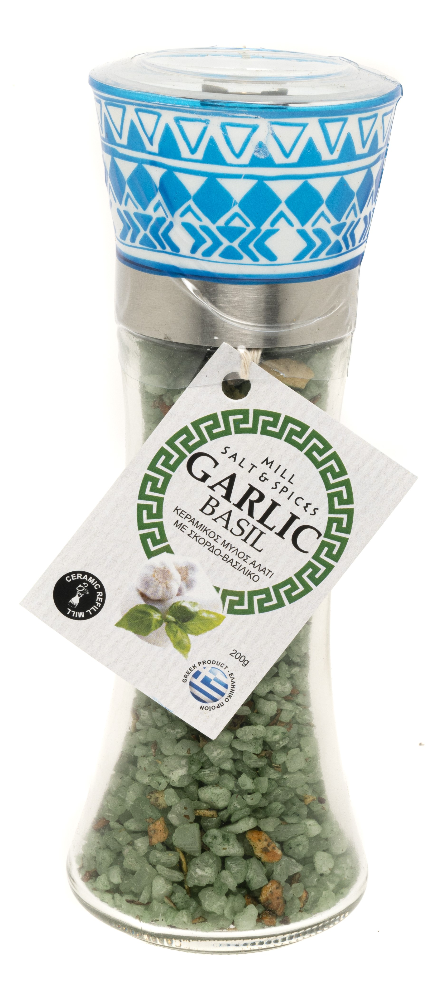 SEA SALT FROM MESSOLONGHI WITH GARLIC AND BASIL 180gr 