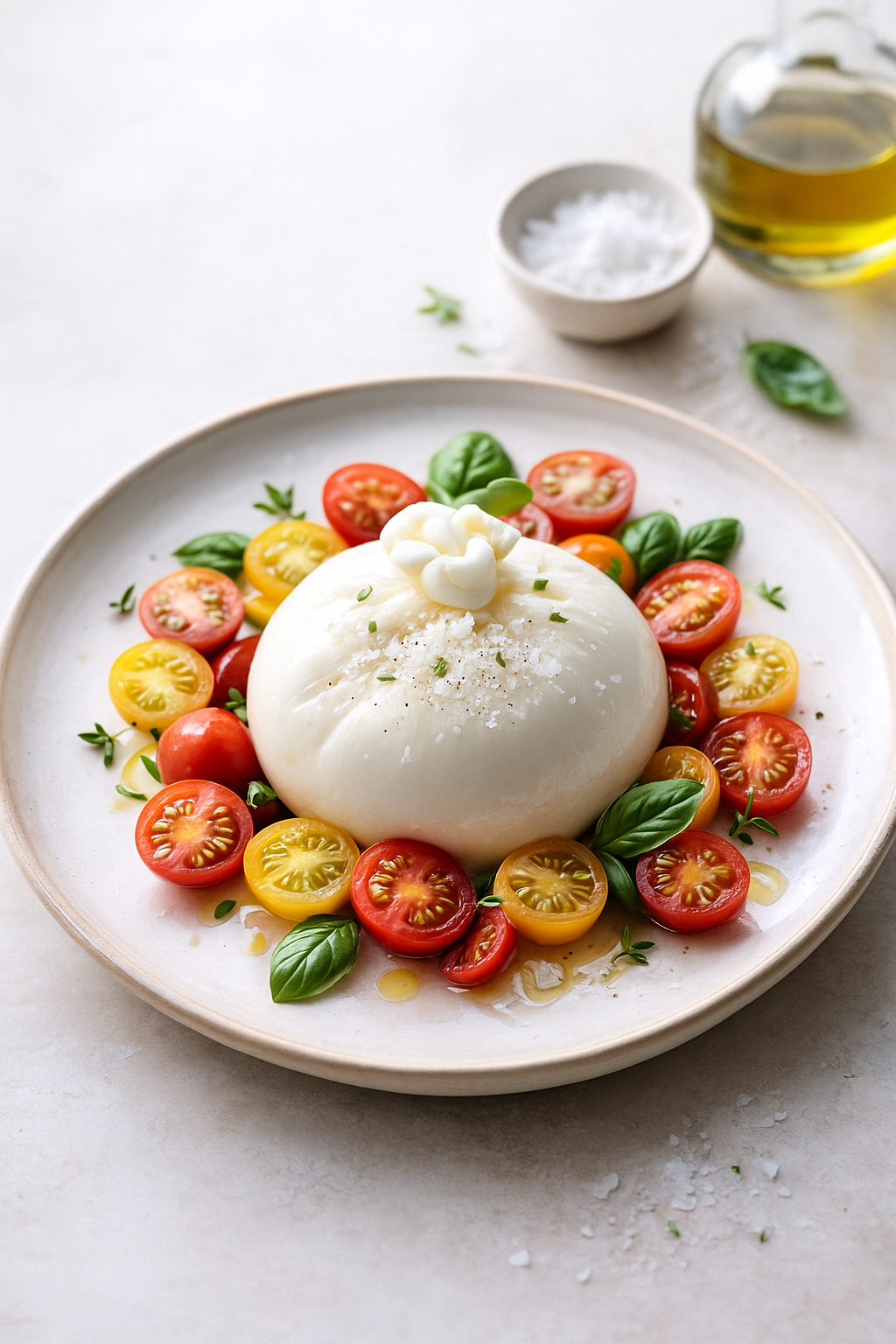 Σαλάτα Burrata με Νιφάδες Αλατιού